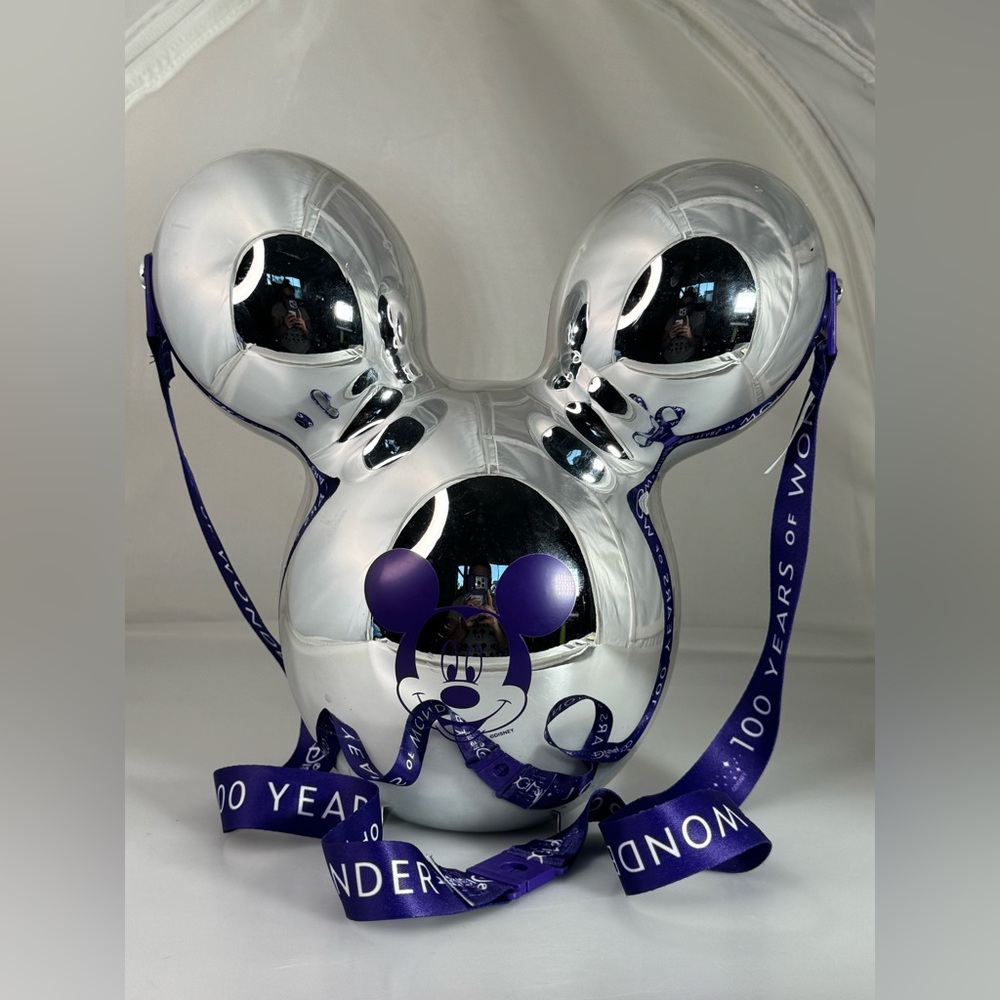 Disney Parks 100 Year Anniversary Popcorn Bucket Disneyland Silver Mickey Mouse